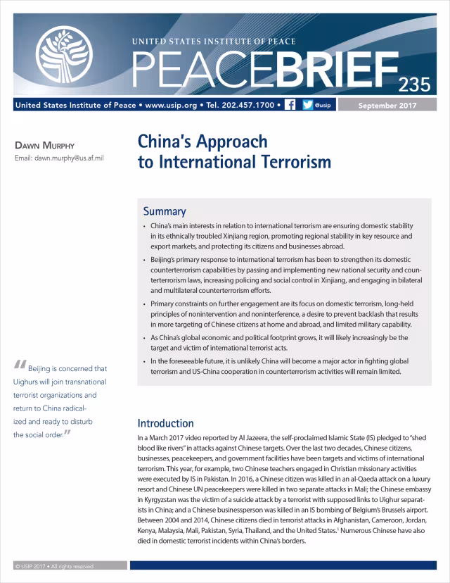 China’s Approach to International Terrorism