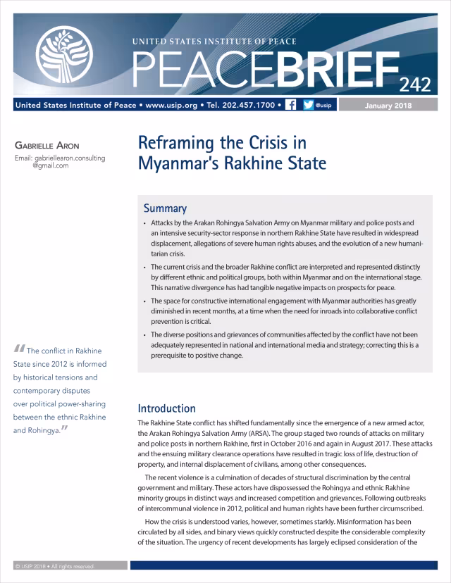 Reframing the Crisis in Myanmar’s Rakhine State