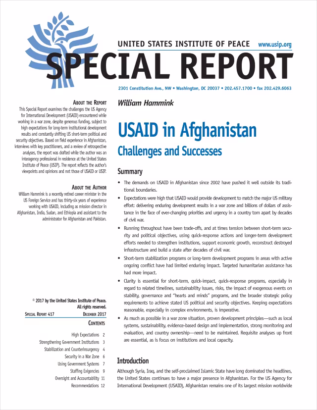 USAID in Afghanistan: Challenges and Successes