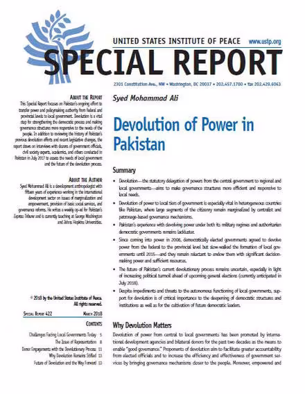 Devolution of Power in Pakistan